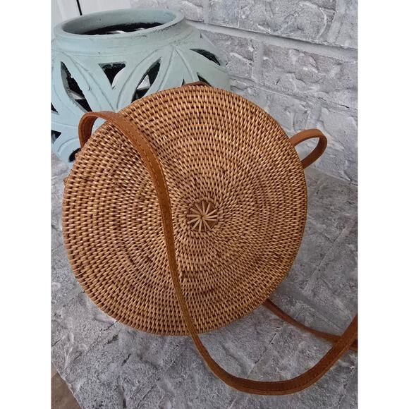 New Poppy + Sage Camilla rattan crossbody bali bag Handmade - Picture 9 of 10
